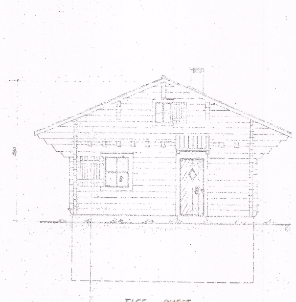 elevation plan d'une façade d'un chalet suisse