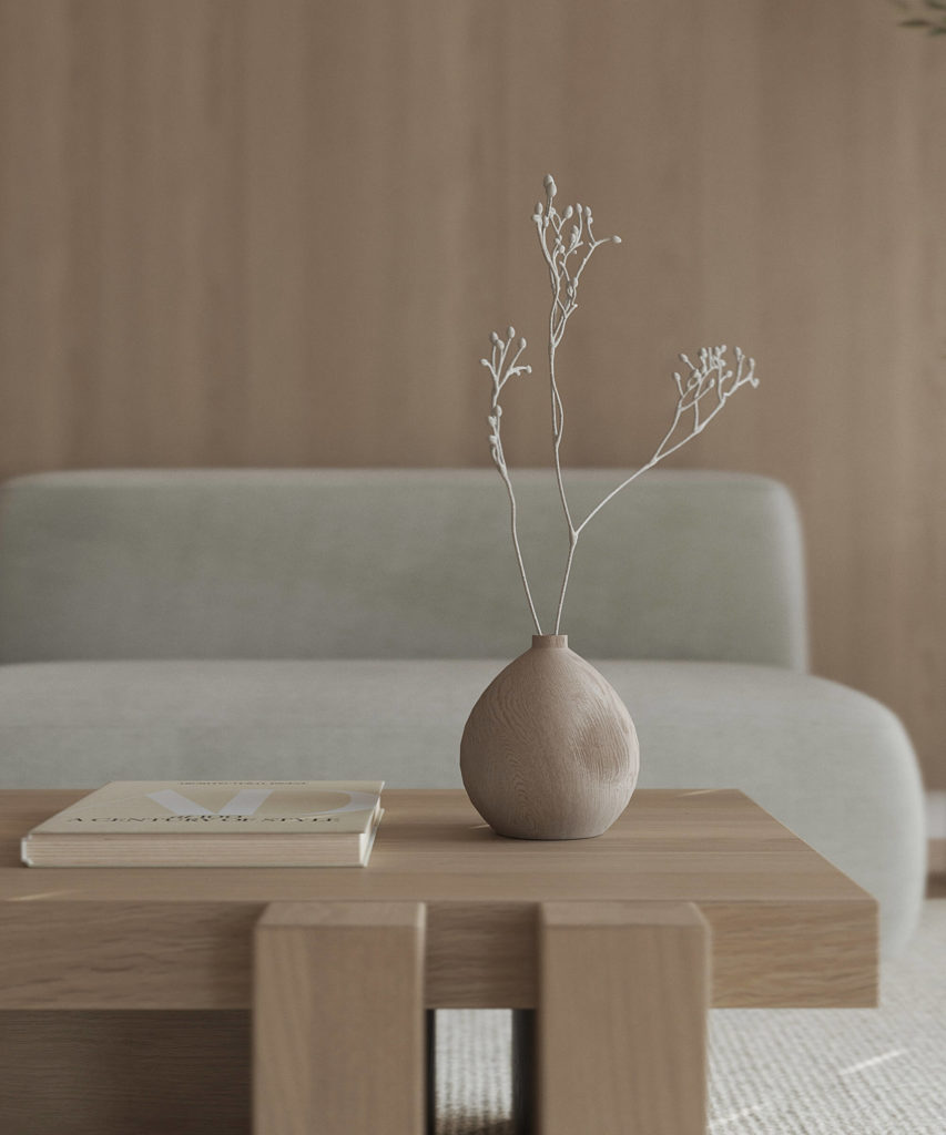 Elemente, die den Preis eines 3d-Bildes von Architektur beeinflussen 10 Die Close Upe des Couchtisches senkt den Preis eines 3D-Architekturbildes